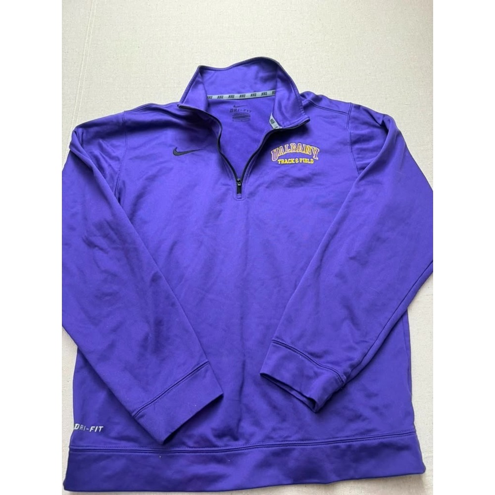 Nike Dri-FIT UAlbany Track & Field Purple 1/4 Zip Pullover Small [A86]
